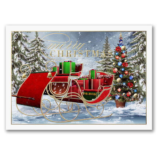 Sleigh with Presents Folded Holiday Cards